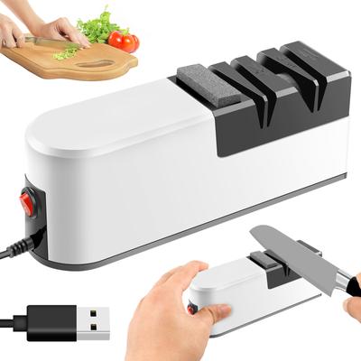 Elektrischer Cutterschärfer, 3-Gang-Elektroklingenschärfer, multifunktionaler minimalistischer Scherenschneiderklingenschärfer für die Küche