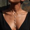 Taina Minimalist White Zircon Stainless Steel Necklace for Women - European & American High-End Light Luxury Jewelry