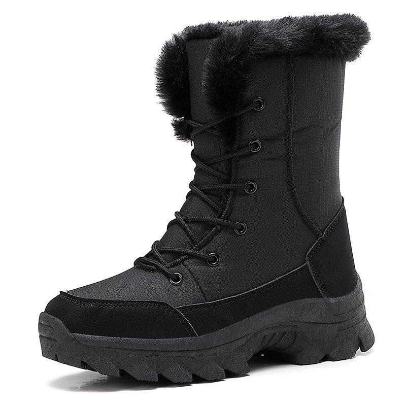 Large Size Snow Boots Women's New Winter Velvet Thickened Cold and Warm Lightweight Women's Outdoor Walking Non-slip Cotton