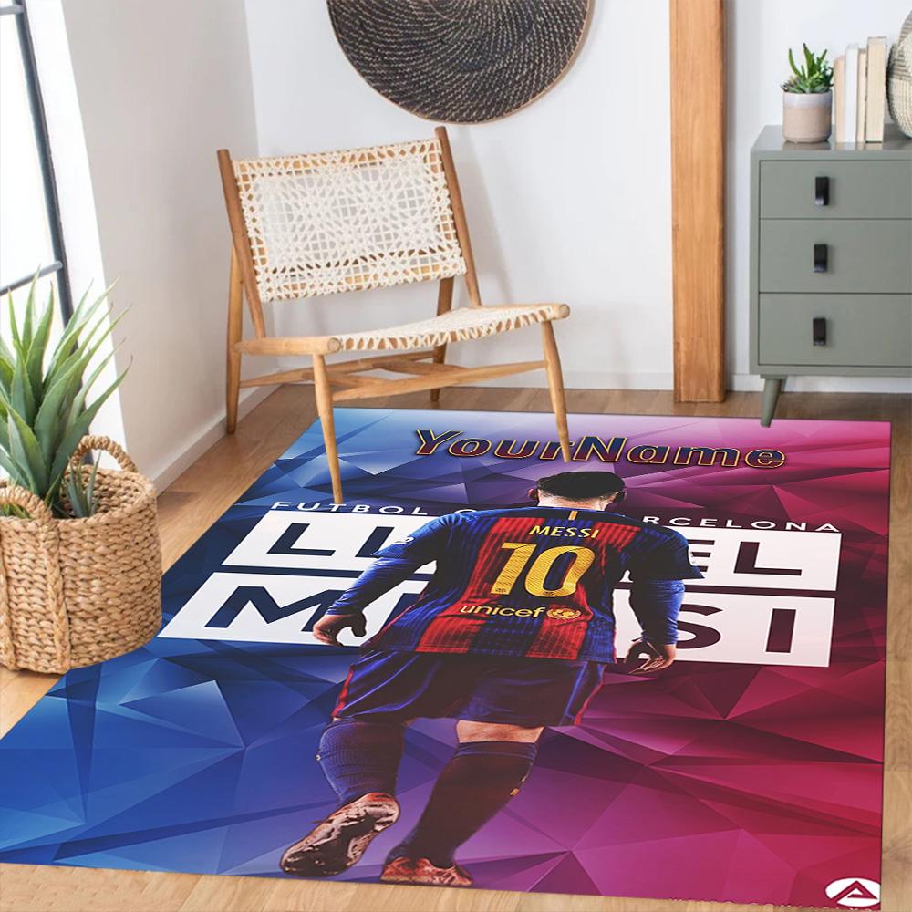 Messi 455 Personalized Name Floor Rug Office Rug Perfect for Bedrooms Study room Kitchen Balcony Antislip Carpet Office home decor Gift for Festivals