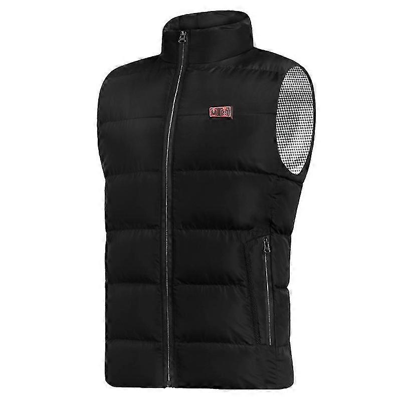 Intelligent Heated Vest With Dual Controls, Usb Rechargeable, Winter Sleeveless Jacket-L-black