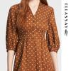 ELLASSAY Women's Elegant Silk Polka Dot Midi Dress