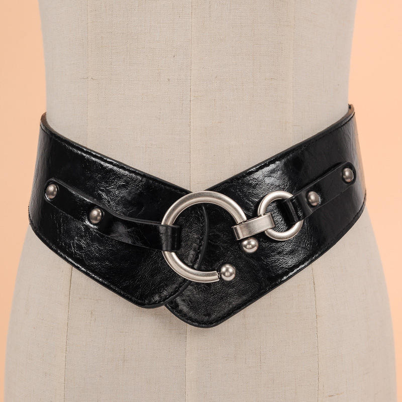 Korean version of fashion wide waist seal women, new versatile women's elastic belt elastic, European and American diagonal wide belt women