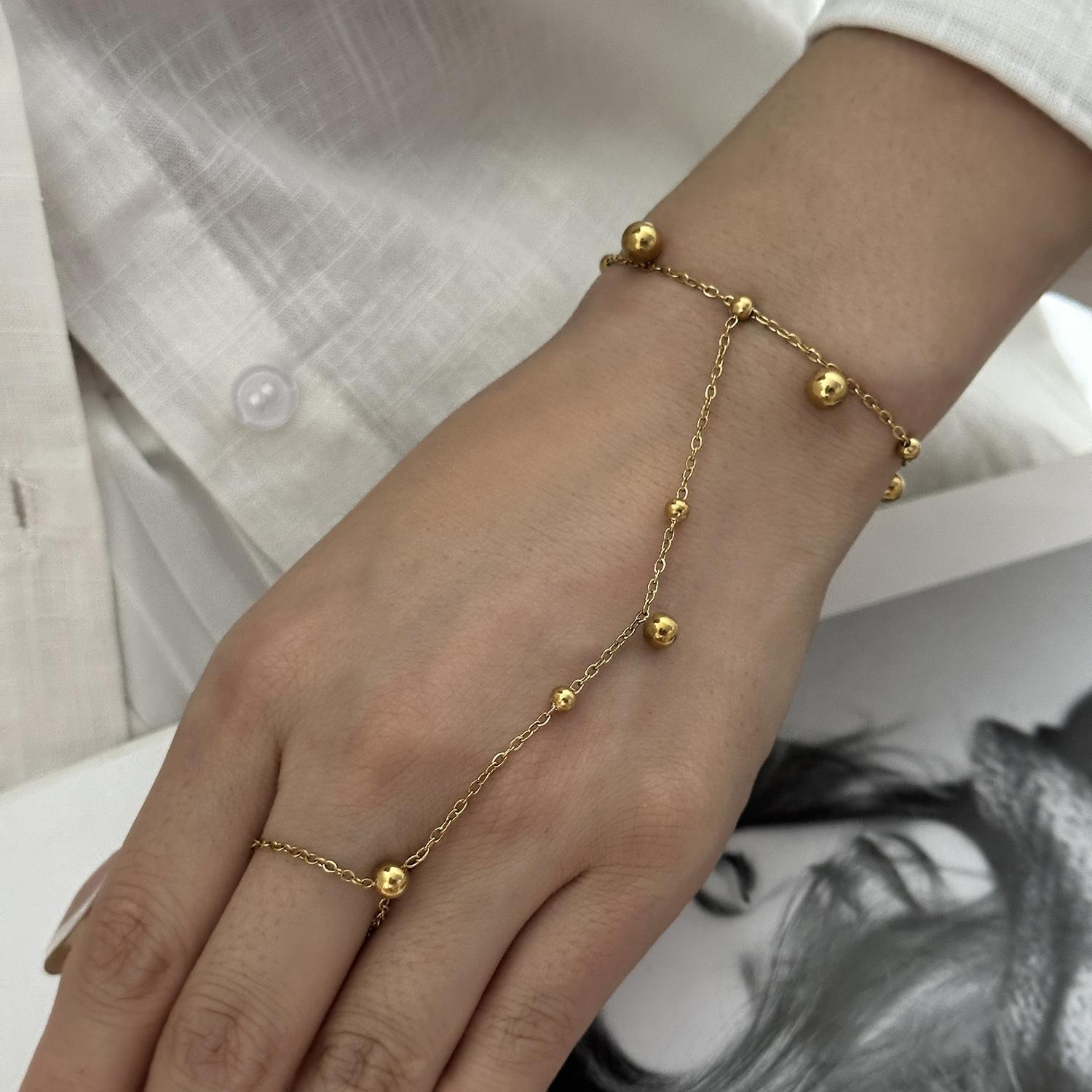 316L Stainless Steel Zircon Flower Finger Chain Bracelet for Women Elegance Gold Color Thin Chain Bracelet Waterproof Jewelry