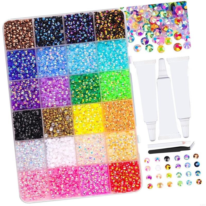 Assorted Size Resin Rhinestones Multicolor AB Rhinestones For Clothing Embellishment Face Makeup and Handmade Craft X3UC
