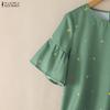 ZANZEA Blusa Casual da Donna a Girocollo Manica Corta Larga con Stampa