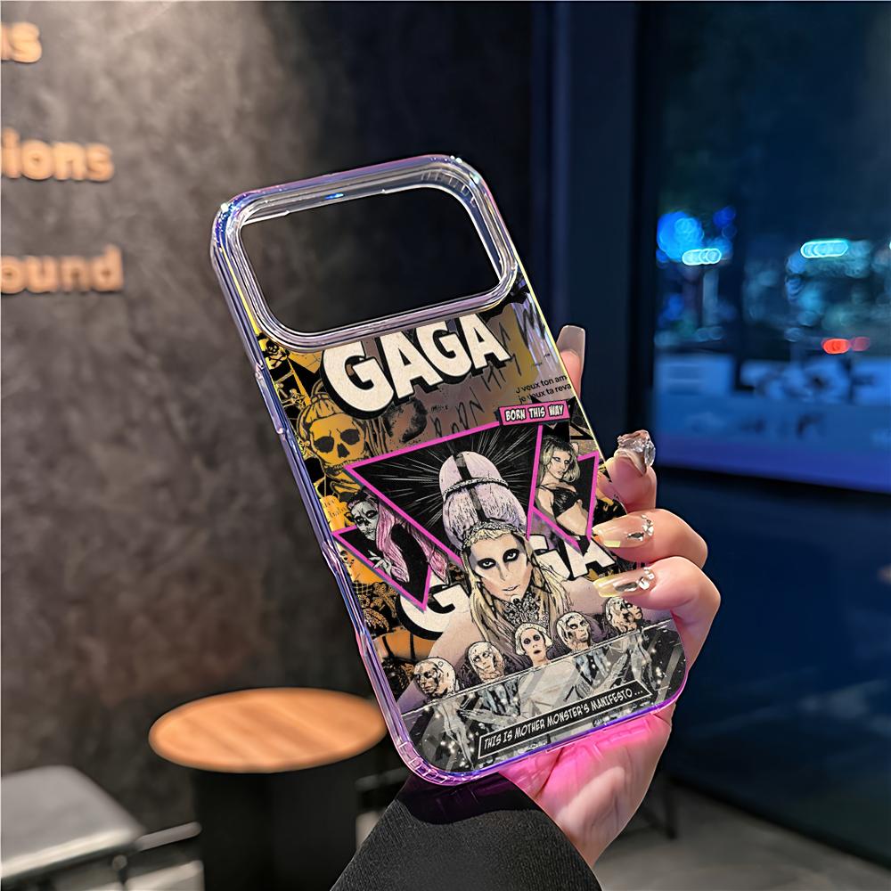 Hot singer Lady gaga mayhem poster Phone Case Laser gradient Transparent Phone Case For iPhone 17 16 15 14 13 12 Pro Max Plus