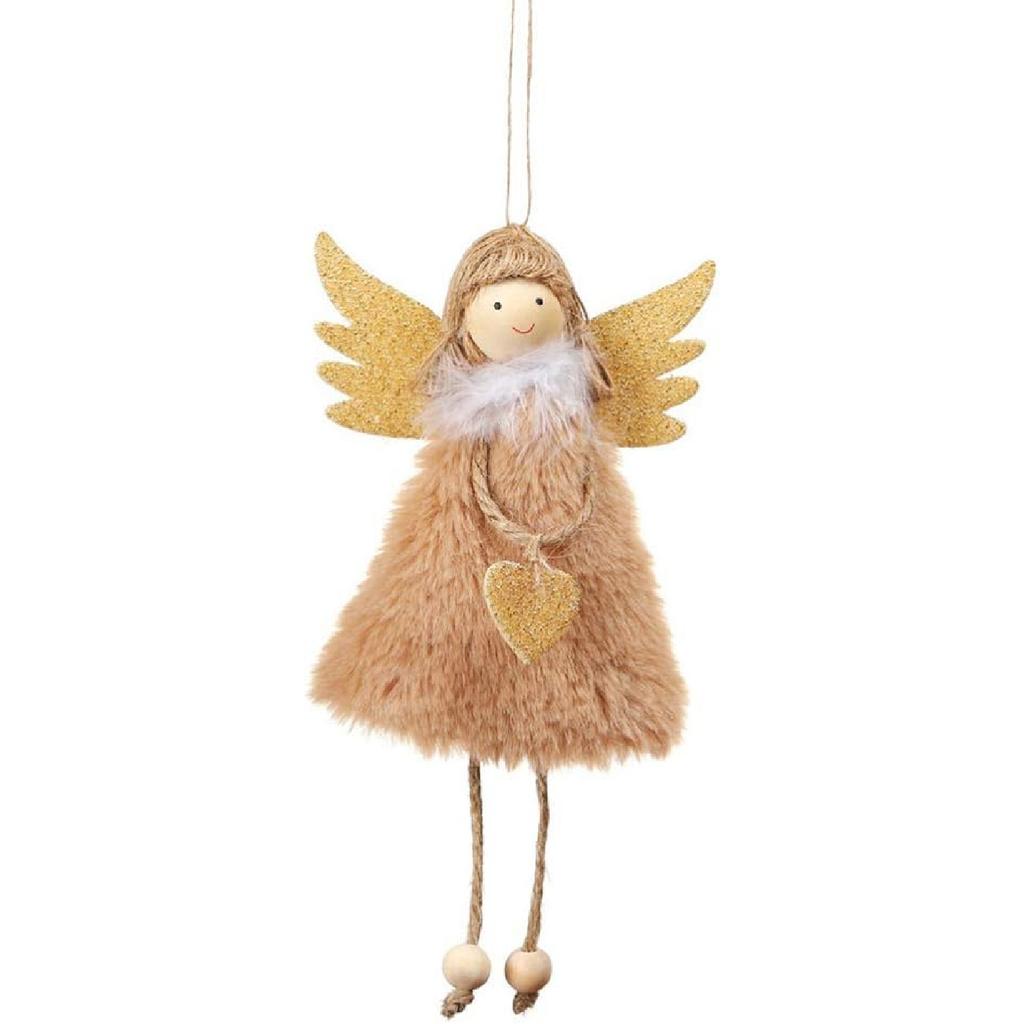 Toyvian 4PCS Christmas Ornaments Hanging Doll Adorable Plush Angel Shape Doll Adornment Christmas Tree Decoration Gift Toy for Xmas Party