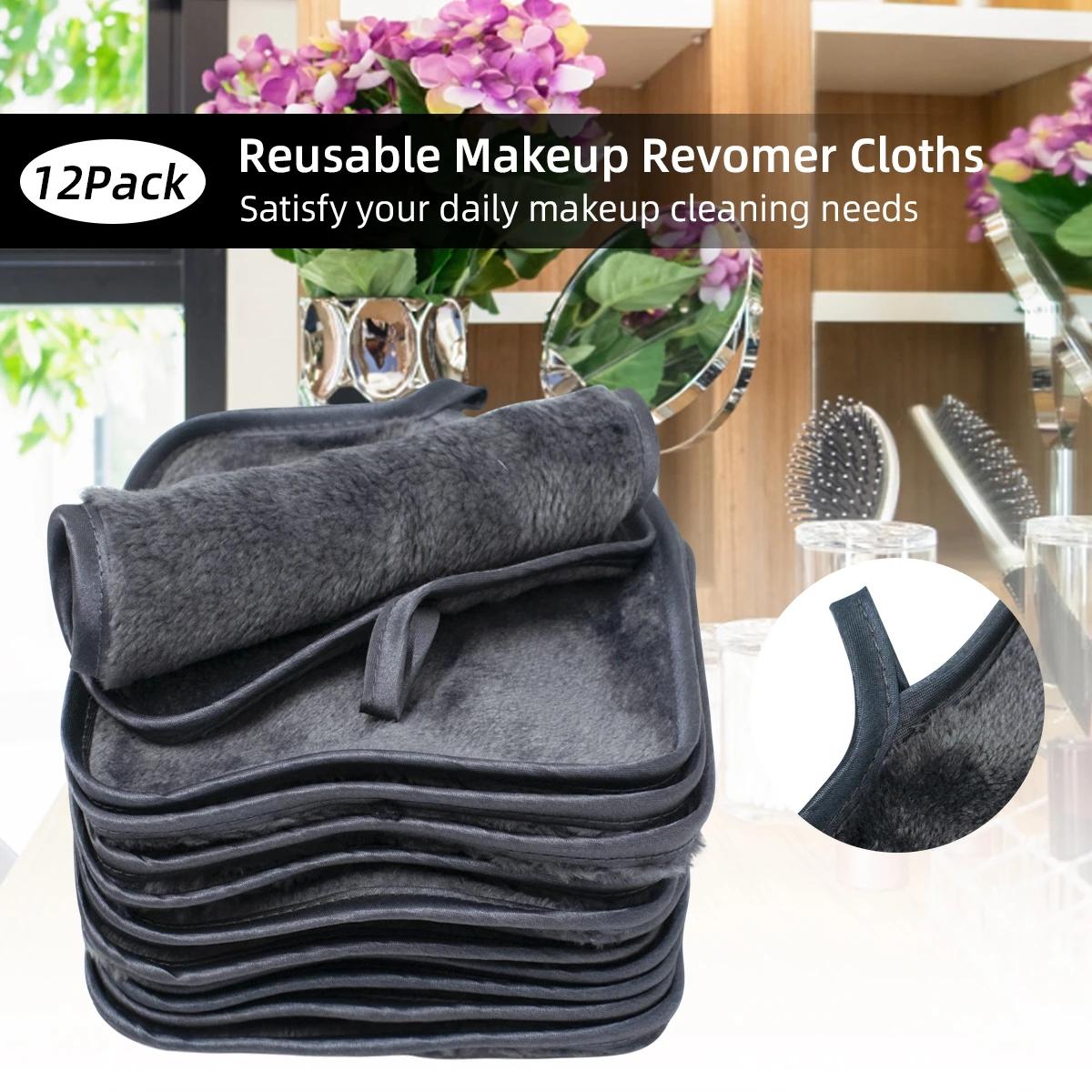 

12Pcs Makeup Remover Pads Reusable Facial Pads Makeup Eraser Microfiber Facial Towel Face Cleaner Cleaning Wipes Skincare Beauty серый