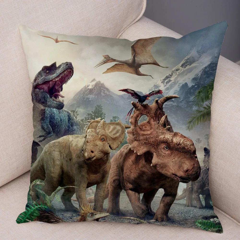Car Sofa Home Pillowcase Jurassic Dinosaur Cushion Cover Decorative Wildlife Print