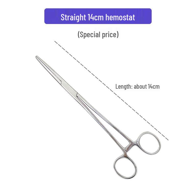 Stainless Steel Hemostatic Forceps - Pet Pliers, Needle Holder, Cupping Clip, Surgical Vascular Tool (Straight & Curved Tips)
