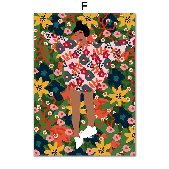 Colorful Abstract Girl Butterfly Flower Wall Art Canvas Painting Nordic Posters And Prints Wall Pictures For Living Room Decor No Frame