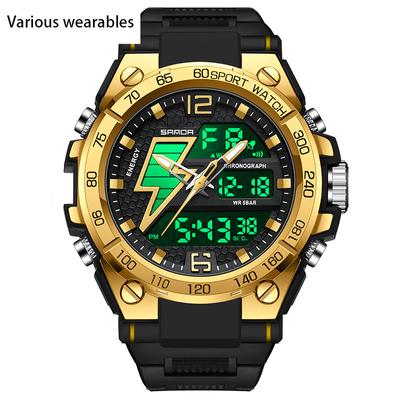 New Electronic Watch Korean Version Outdoor Waterproof Fashion Trend Black Technology Multifunctional Men's Alarm Clock Watch