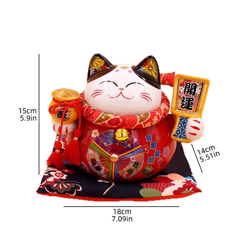 Japanische Keramik Glückskatze, Spardose, Geschenk zur Geschäftseröffnung für Glück und Wohlstand, Heimdeko Desktop-Ornament.
