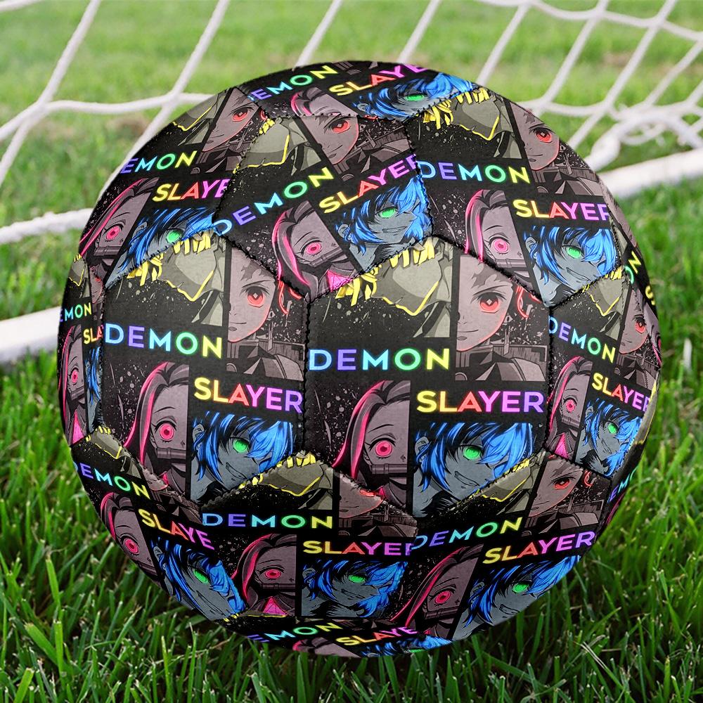 Demon Slayer Print Size 5 Soccer Ball, Standard Match Football for Sports Game and Team Practice, Ideal Gift for Soccer Fans
