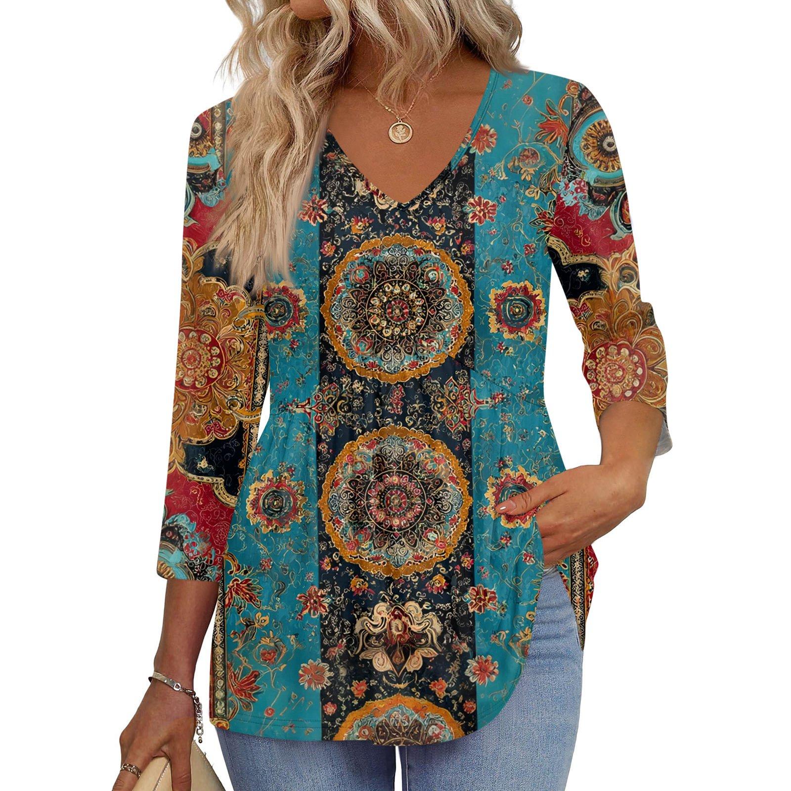 

Женская футболка с принтом, рукав 3/4, модная базовая, с V-образным вырезом, обычный топ XL