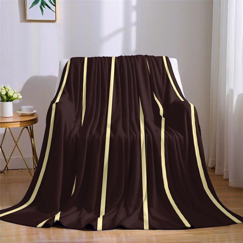 Chocolate Stripe Flannel Blanket Warm Soft Halloween Christmas Couch Warm Cozy Decorative Decor Gift for All Season