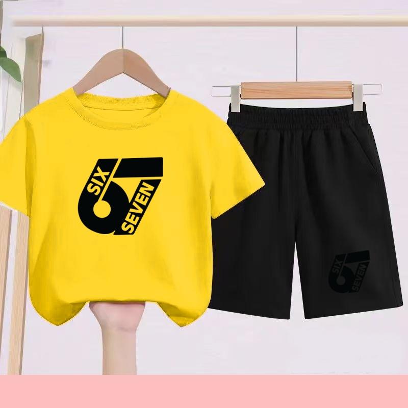Completo sportivo per bambini: Set di T-shirt casual a maniche corte stampata+pantaloncini adatto per la calda estate
