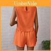 Casual Women Sleeveless Outfit Set With Button Detailing For Spring
