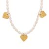 Retro Luxury Freshwater Pearl Necklace with Gold-Plated Titanium Steel Peach Heart Pendant