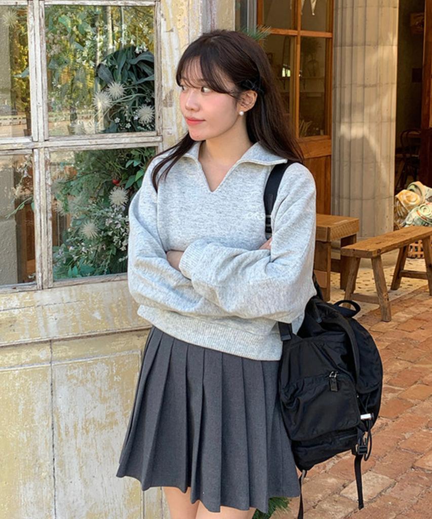Aejeuipeu Lovin' Collar Sweatshirt (Gray)