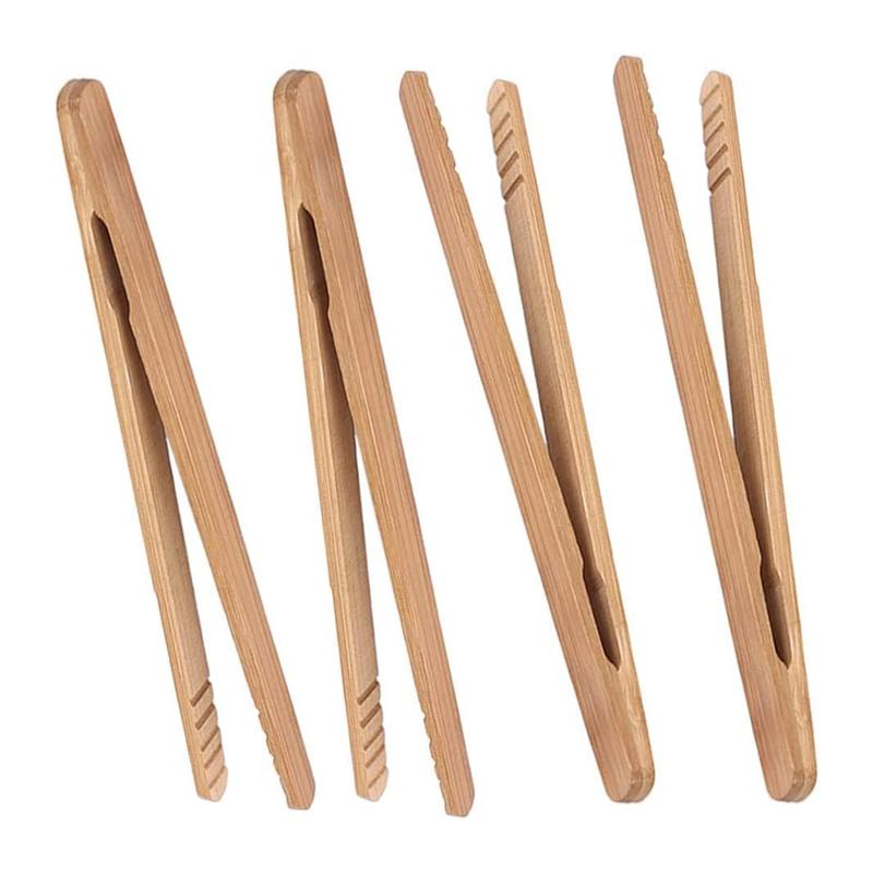 4Pcs Bamboo Toast Tongs 18cm Toaster Tong Tea Clip Tweezers Bamboo Tong for BBQ Fried Food Bread Tea Cooking Kitchen Accessories