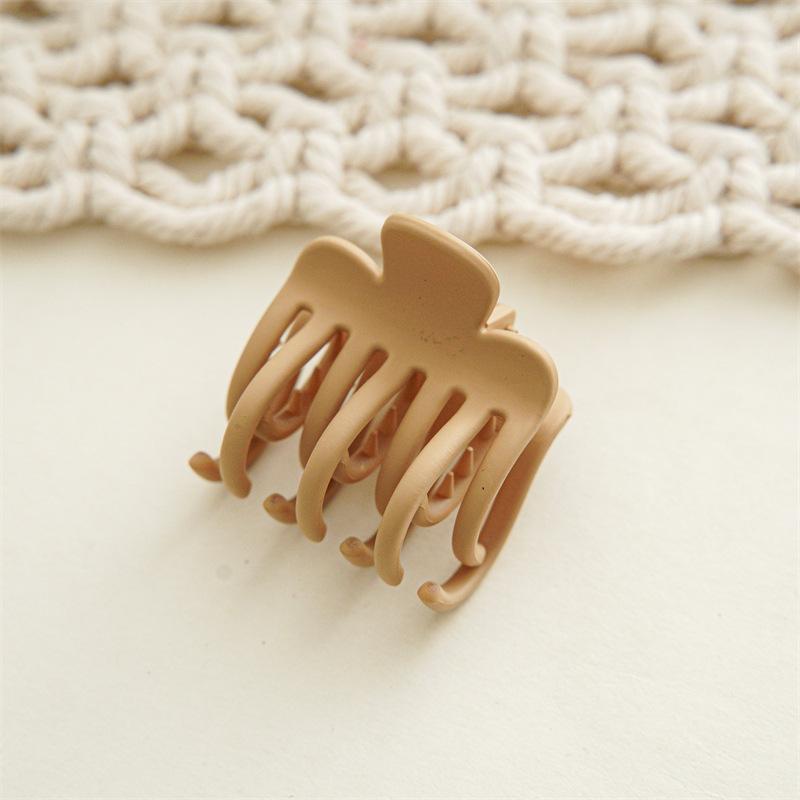 Solid Color Frosted Small Hair Claw for Women Double Row Teeth Ponytail Clip Simple Hair Claw Thin Hair No Slip Ponytail Holder