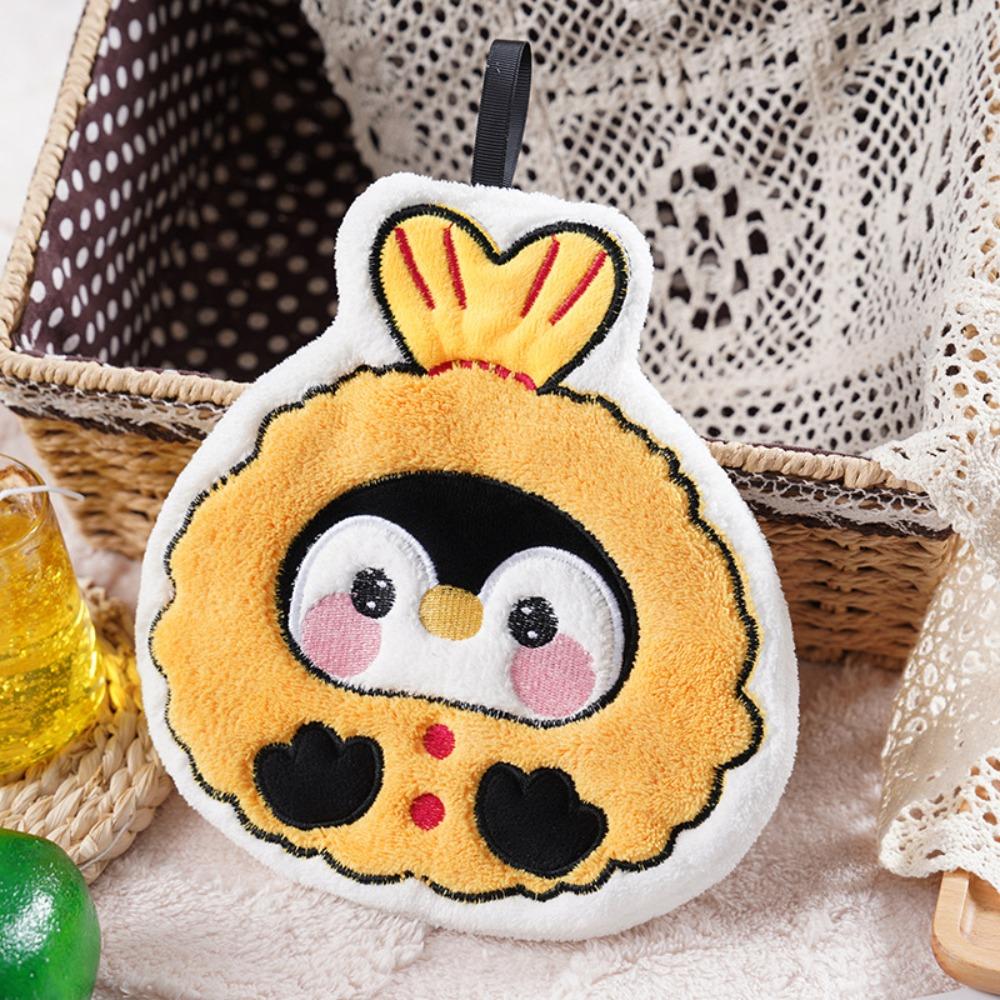 

Cartoon Animals Hand Towel Coral Fleece Soft Toilet Handkerchief Hanging Style Strong Water Absorption Bathroom Kerchief Kitchen