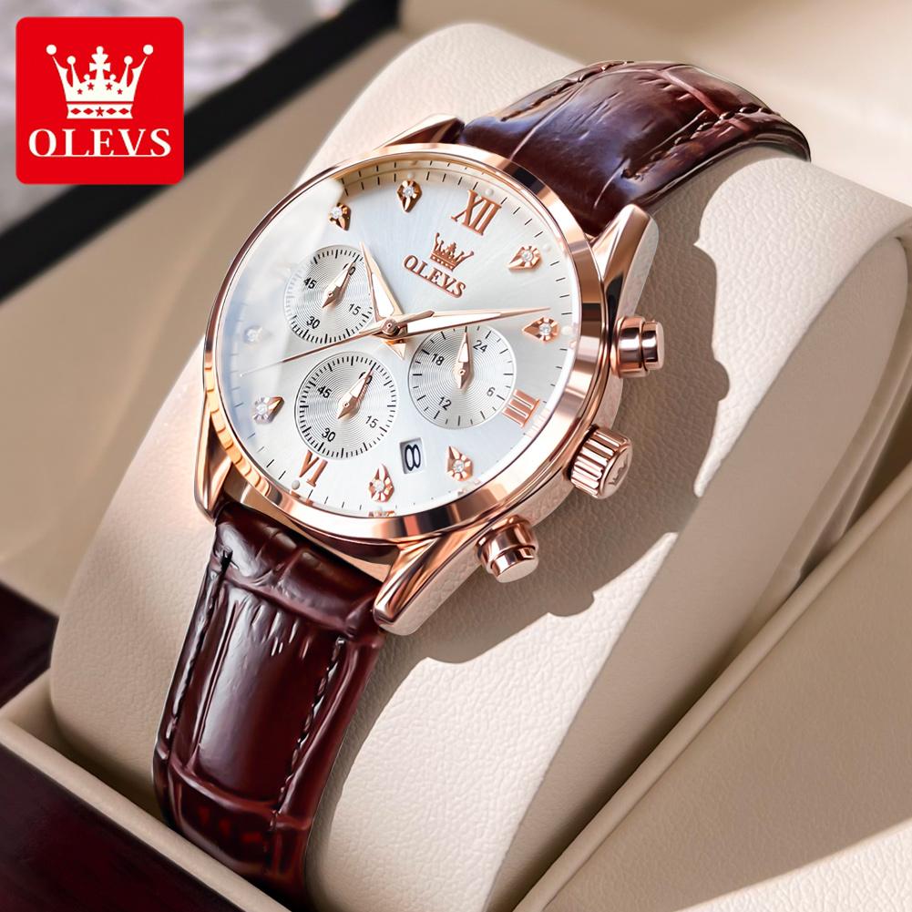 OLEVS 5523 Womens Watch Fashion Casual Original Wristwtach Waterproof Luminous Wristwatch Multifunctional Chronograph Date Watch