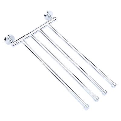 New Home Bathroom Stainless Steel Wall Mounted 4 Swivel Towel Bar Holder Rack Rail Hanger