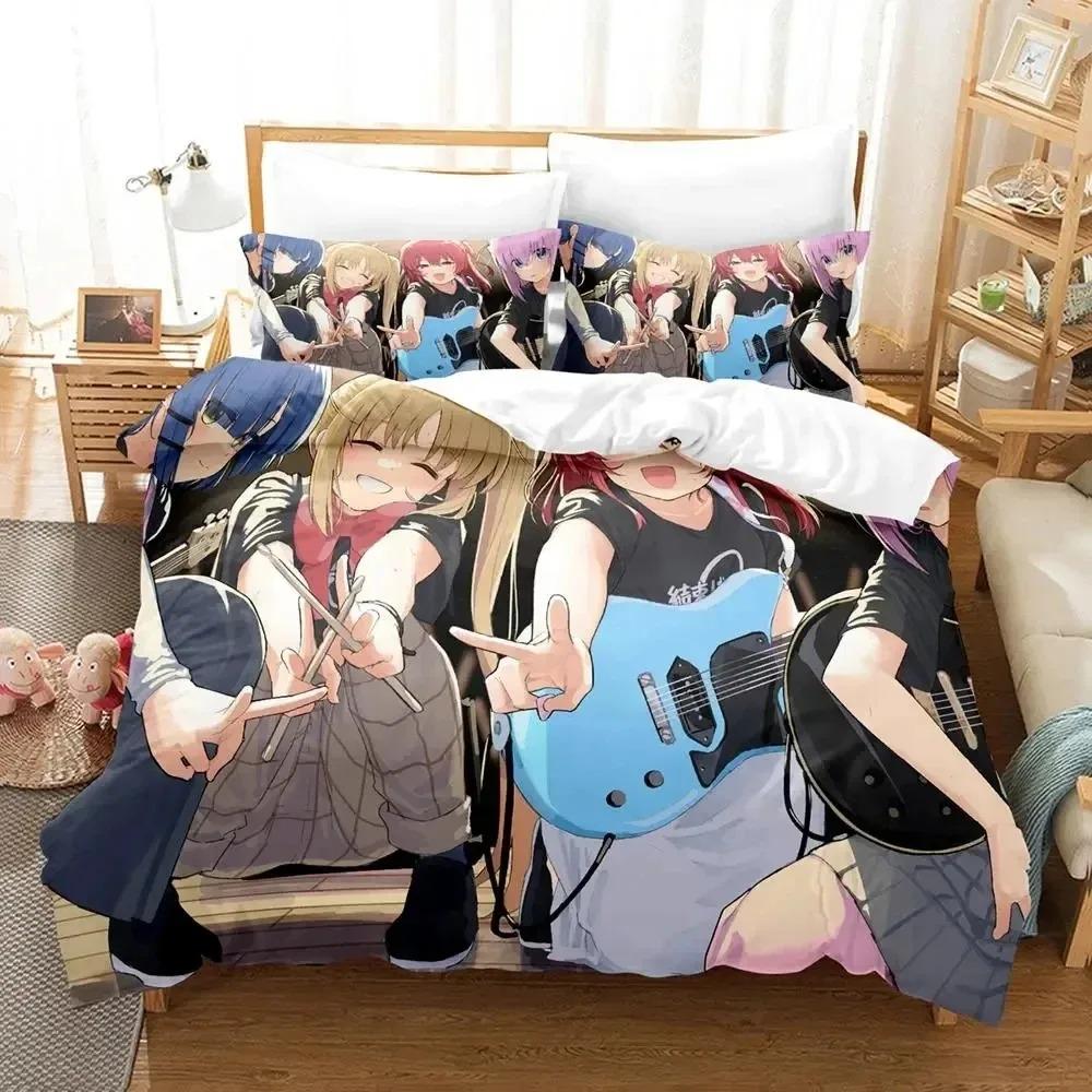 Anime Hitori Gotoh Bocchi the Rock Bedding Set Duvet Cover Bed Set Quilt Cover Pillowcase Comforter King Queen Size Boys Adult