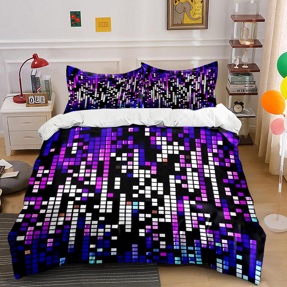 Colorful Pixel Art Decor Set Bedding Set with 1 Duvet Cover 2 Pillowcases Single Double King Queen, Gift