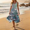 Women's Casual Fashion Sleeveless Floral Print Dress Scoop Neck Irregular Hem Mid-Length Summer Dress