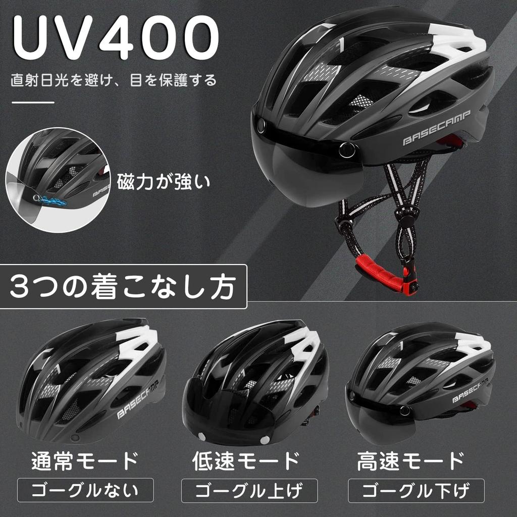 Basecamp Bicycle EN1078 with Rear Magnetic and Portable CPSC for Men and Mountain Bikes and Road Helmet, Certified, Light, Goggles, Backpack, 57-62cm,