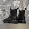 Black Autumn Winter Men High Top Boots Thick Sole Stylish  Durable Breathable  Comfortable Youthful Chimney Boots