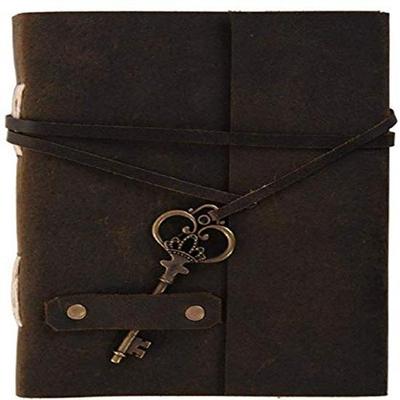 Handgemachtes Lederjournal Tagebuch mit Gürtel Schlüsselschloss 200 Seiten Tagesplaner zum Verschenken 15,24 x 10,16 cm