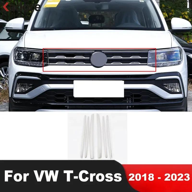 Front Center Grille Cover Trim For Volkswagen VW T-cross Tcross 2018-   Stainless Car Racing Grills Molding Strip