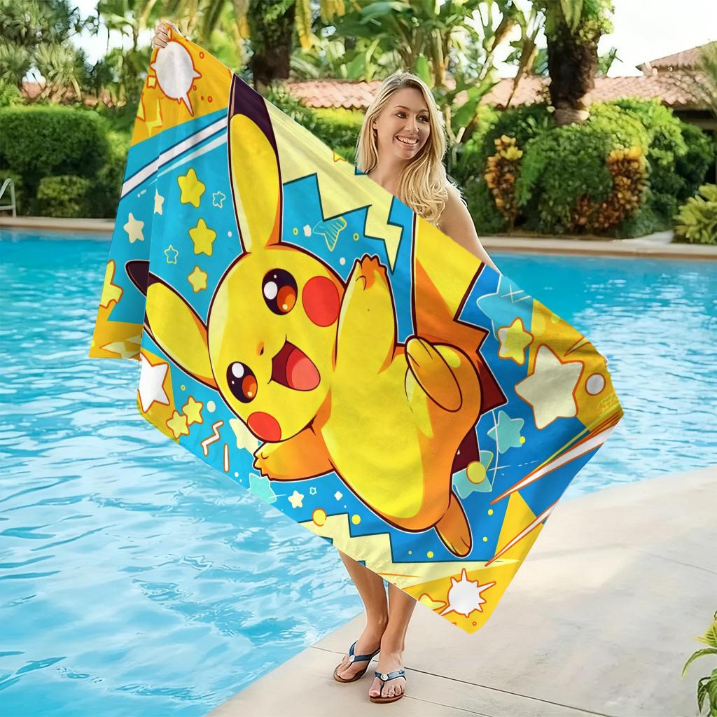 1pc P-Pokémon Pikachu Beach Towel Quick-drying Small To Large Suitable for Beach Pool Yoga Gym Home Cute Gift for Friend Family