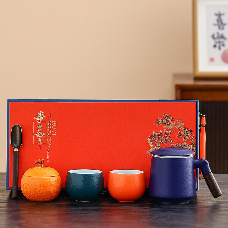 

Business company Mid-Autumn Festival gifts to send customers high-end souvenir tea set suet jade office cup