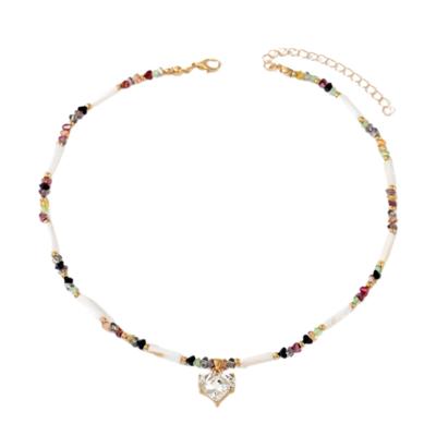 Bohemian Elegant Verstellbare Herz-Anhänger Schlüsselbein-Kette Mit Imitationsperlen Für Damen Mädchen Schmuck Geschenk