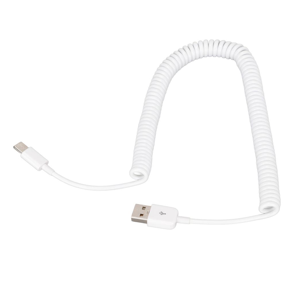 Coiled Charger Cable Type C To USB 2.0 Male 480Mbps Fast Data Extension Cord for Cellphone 9.8ft