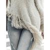 Women'S Elegant Off-Shoulder Fringe Sweater - Long Sleeve, Asymmetrical Hem, Solid Color,   Cute Sweaters