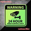 1Pc Warning 24Hour Video Surveillance Motorcycle Glow Stickers Motorbike Front Fairing Car Window Bumper Glow-In-The-Dark Decals