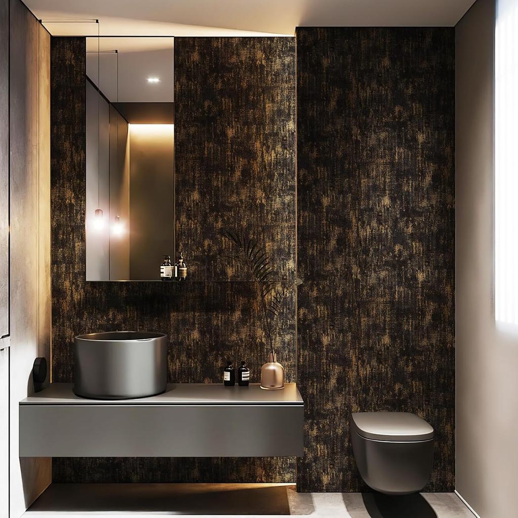 Vintage Černá Zlatá Metalická Odlepit a Nalepit Tapeta Samolepicí Průmyslová Metalická Betonová Tapeta Nalepovací Tapeta