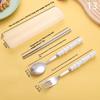 Stainless Steel Portable Student Tableware Outdoor Travel Lunch Box Spoon Fork Chopsticks Set With Storage Case Adult Gift