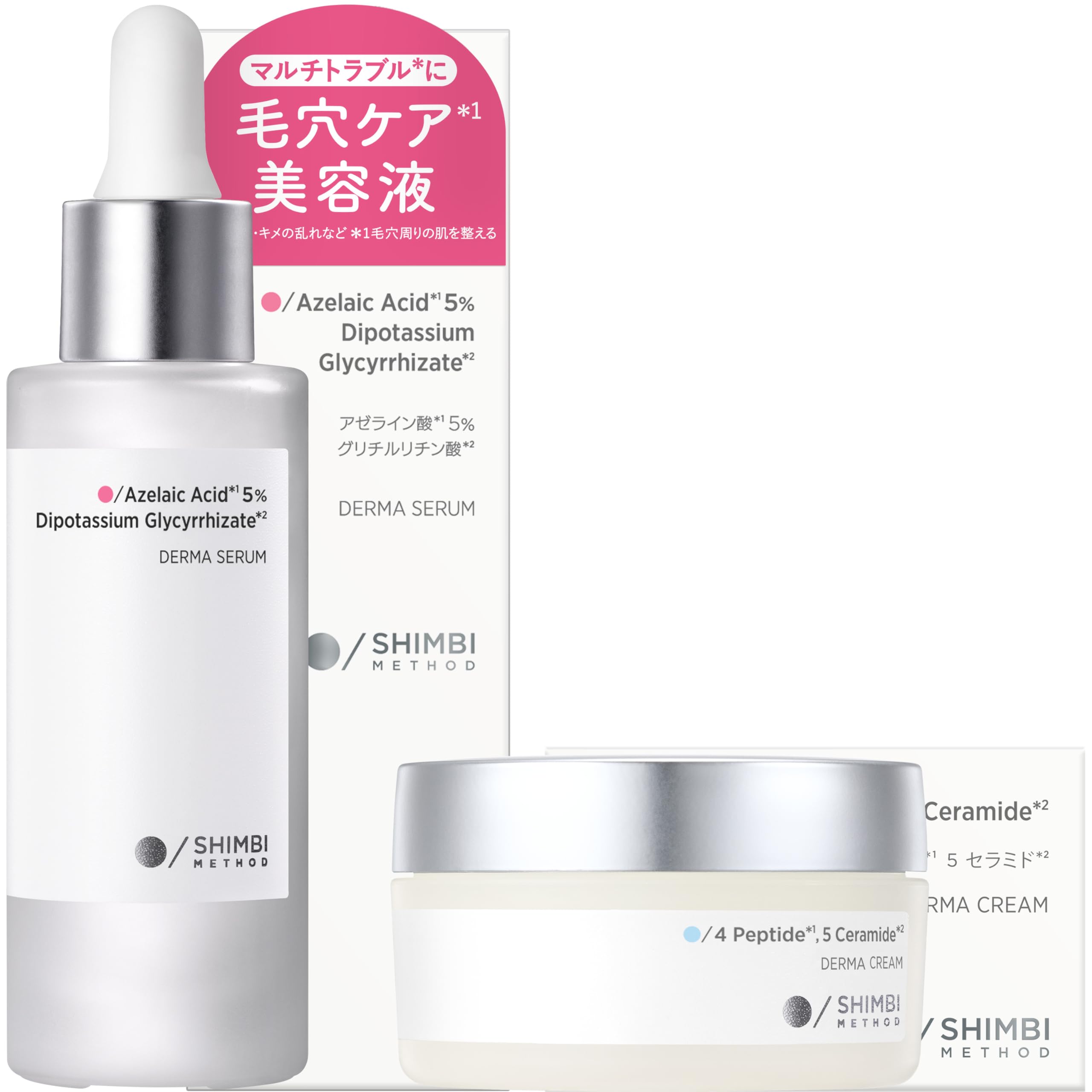 

SHIMBI Clear Cream Azelaic Acid 3D Moist Cream 45g Azelaic Acid 30ml Serum SHIMBI Method Moisturizing and Moisturizing Film Care [Moist + Serum] + 5%