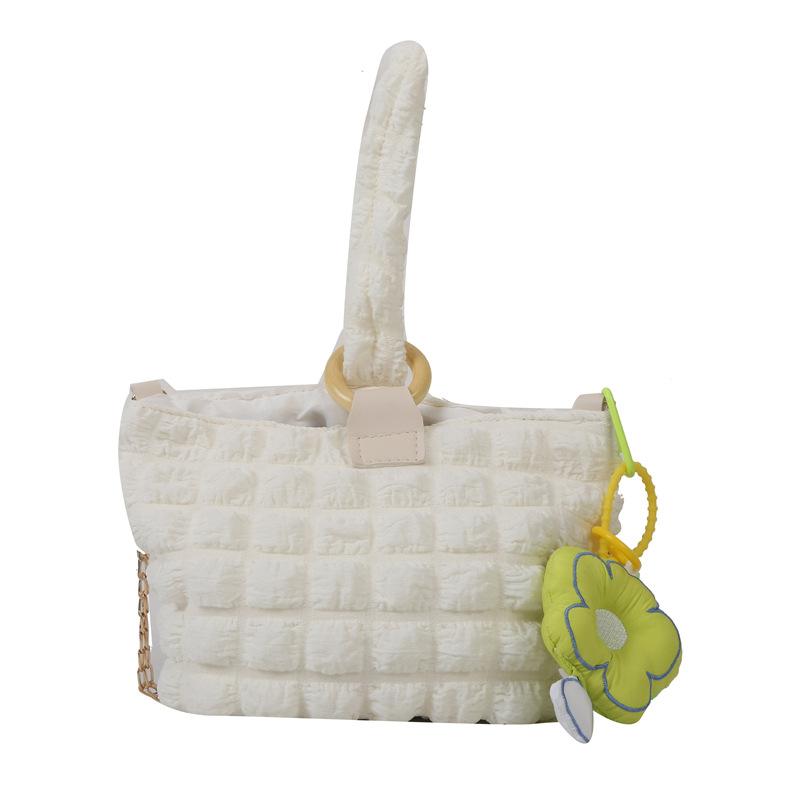Small Fresh Bubble Bag 2025 Summer New Soft Checkered Armpit Bag Popular Fashion Simple Solid Color Handbag