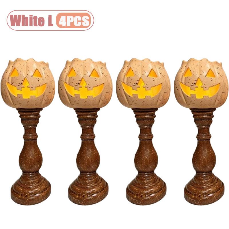 1-4pcs Rustic White Pumpkin Tealight Candle Holder Lantern Design for Fall Halloween Thanksgiving Home Centerpiece Decor