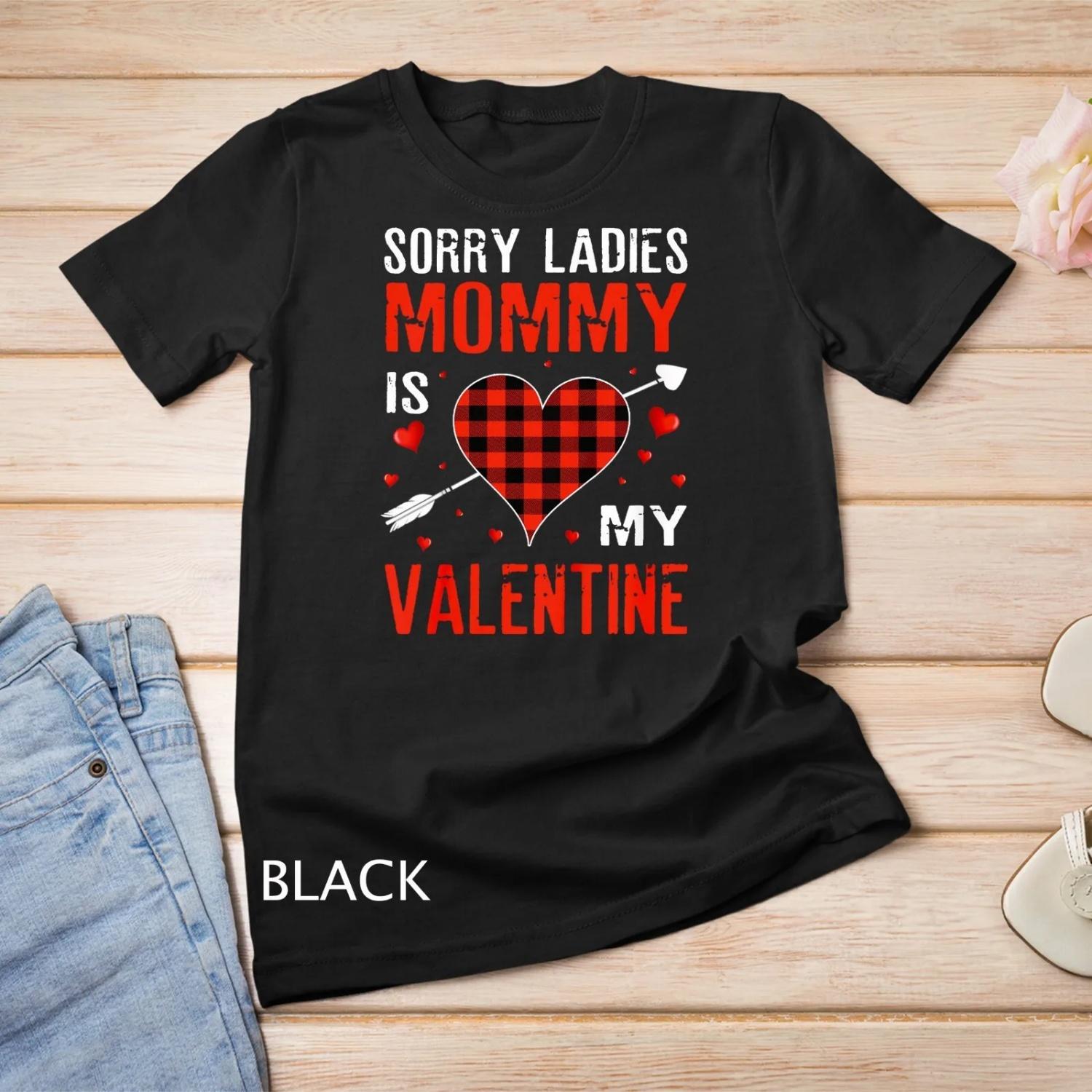 Kids Sorry Ladies Mommy Is My Valentine Red Plaid Funny For Boys T shirt S