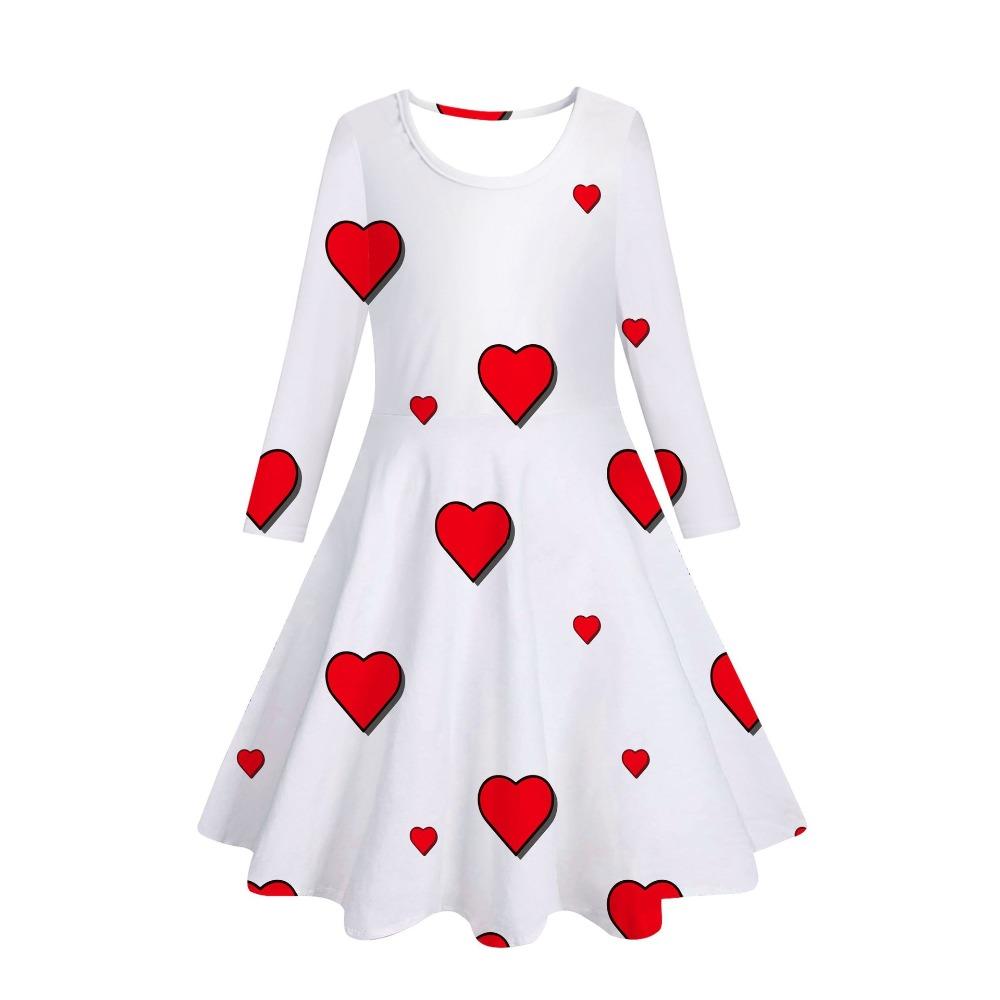 Girls' 3D Love Heart Dress Long Sleeve Summer Spring Vacation Daily Holiday Princess Beautiful Sweet Kids 4-12 Years Casual Dress A Line Dress